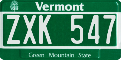 VT license plate ZXK547