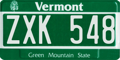 VT license plate ZXK548