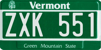 VT license plate ZXK551