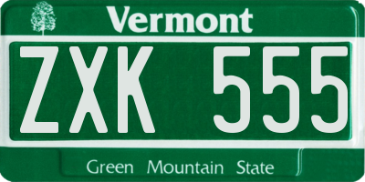 VT license plate ZXK555
