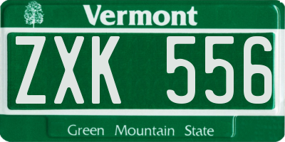 VT license plate ZXK556