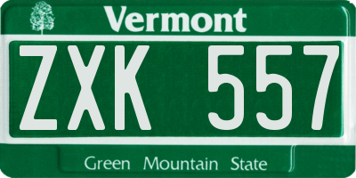 VT license plate ZXK557