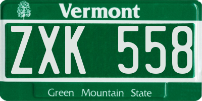 VT license plate ZXK558