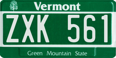 VT license plate ZXK561