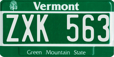 VT license plate ZXK563
