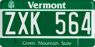 VT license plate ZXK564