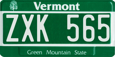VT license plate ZXK565