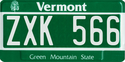 VT license plate ZXK566