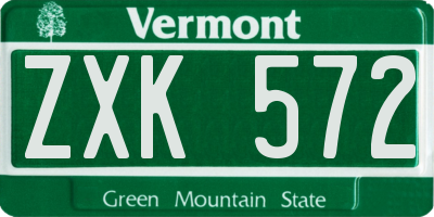 VT license plate ZXK572