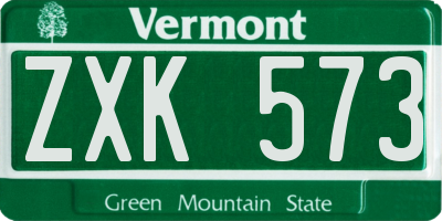 VT license plate ZXK573