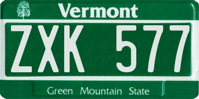 VT license plate ZXK577