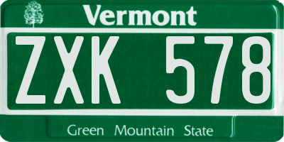 VT license plate ZXK578