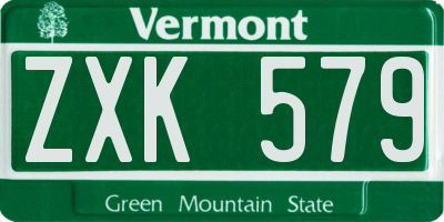 VT license plate ZXK579