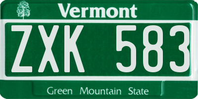 VT license plate ZXK583