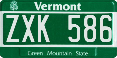 VT license plate ZXK586