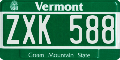VT license plate ZXK588