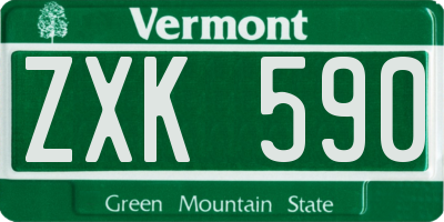 VT license plate ZXK590