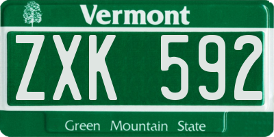 VT license plate ZXK592