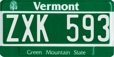VT license plate ZXK593