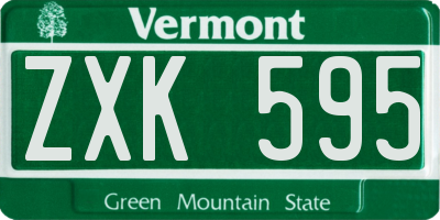 VT license plate ZXK595