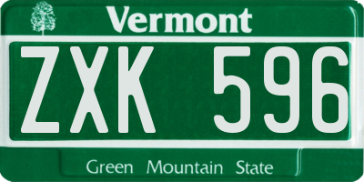 VT license plate ZXK596