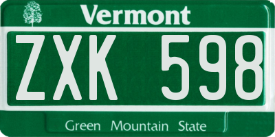 VT license plate ZXK598