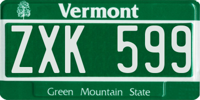 VT license plate ZXK599