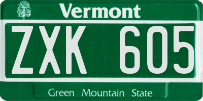 VT license plate ZXK605