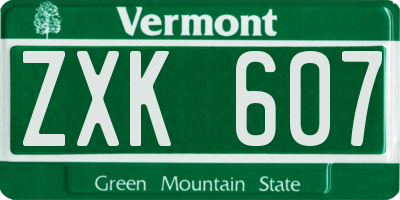VT license plate ZXK607