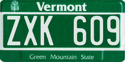 VT license plate ZXK609
