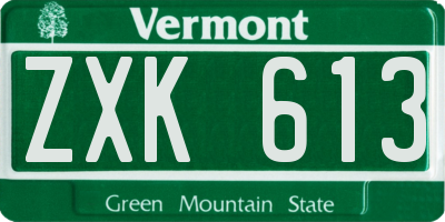 VT license plate ZXK613