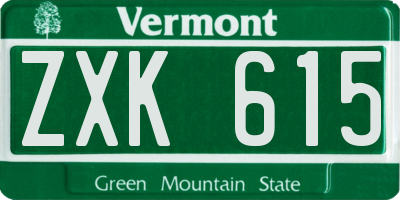 VT license plate ZXK615