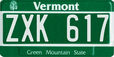 VT license plate ZXK617