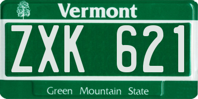VT license plate ZXK621