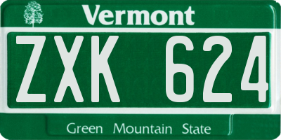 VT license plate ZXK624
