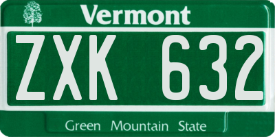 VT license plate ZXK632
