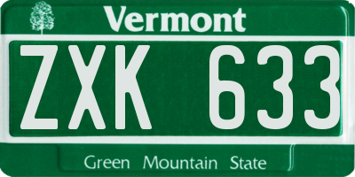 VT license plate ZXK633