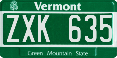 VT license plate ZXK635
