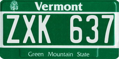 VT license plate ZXK637