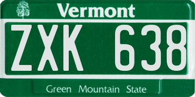 VT license plate ZXK638