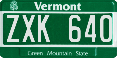 VT license plate ZXK640