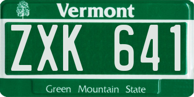 VT license plate ZXK641