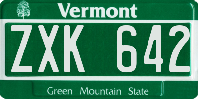 VT license plate ZXK642