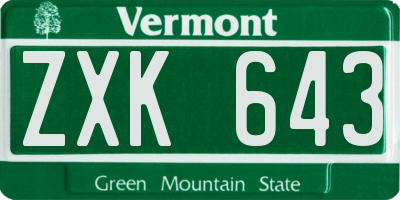 VT license plate ZXK643