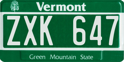 VT license plate ZXK647