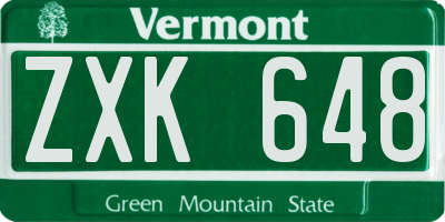VT license plate ZXK648