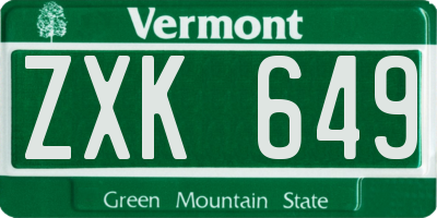VT license plate ZXK649