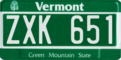 VT license plate ZXK651