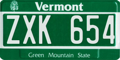 VT license plate ZXK654