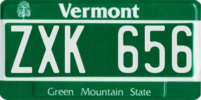 VT license plate ZXK656